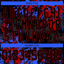 Laden Sie das Bild in den Galerie-Viewer, Uksn Individuelles Schwarz Rot-Royalblau 3D-Fluid-Art-Splash Eishockey-Trikot mit Schnürkragen
