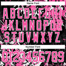 Laden Sie das Bild in den Galerie-Viewer, Uksn Individuelles Schwarz Pink-Weiß 3D-Fluid-Art-Splash Eishockey-Trikot mit Schnürkragen
