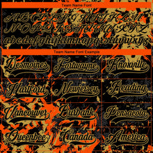 Laden Sie das Bild in den Galerie-Viewer, Uksn Individuelles Schwarz Altgold-Orange 3D-Fluid-Art-Splash Eishockey-Trikot mit Schnürkragen
