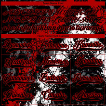 Laden Sie das Bild in den Galerie-Viewer, Uksn Individuelles Schwarz Rot-Weiß 3D-Splash-Art Eishockey-Trikot mit Schnürkragen
