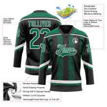 Laden Sie das Bild in den Galerie-Viewer, Uksn Individuelles Schwarz Kelly-Grün-Weiß 3D-Muster abstrakte Formen Eishockey-Trikot mit Schnürkragen
