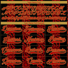 Laden Sie das Bild in den Galerie-Viewer, Uksn Individuelles Schwarz Rot Altgold-Weiß 3D-Muster abstrakte Formen Eishockey-Trikot mit Schnürkragen
