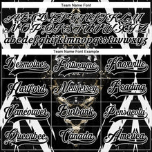Laden Sie das Bild in den Galerie-Viewer, Uksn Individuelles Schwarz Vegas-Gold-Weiß 3D-Muster abstrakter Grunge Eishockey-Trikot mit Schnürkragen
