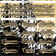 Laden Sie das Bild in den Galerie-Viewer, Uksn Individuelles Schwarz Vegas-Gold-Weiß 3D-Muster abstrakter Grunge Eishockey-Trikot mit Schnürkragen
