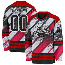 Laden Sie das Bild in den Galerie-Viewer, Uksn Individuelles Schwarz Rot-Weiß 3D-Muster Cyber-Mecha E-Sport Eishockey-Trikot
