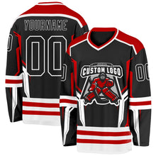Laden Sie das Bild in den Galerie-Viewer, Uksn Individuelles Schwarz Rot-Weiß 3D-Muster Cyber-Mecha E-Sport Eishockey-Trikot
