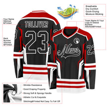 Laden Sie das Bild in den Galerie-Viewer, Uksn Individuelles Schwarz Rot-Weiß 3D-Muster Cyber-Mecha E-Sport Eishockey-Trikot
