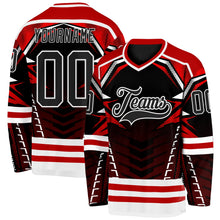 Laden Sie das Bild in den Galerie-Viewer, Uksn Individuelles Schwarz Rot-Weiß 3D-Muster Cyber-Mecha E-Sport Eishockey-Trikot
