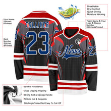 Laden Sie das Bild in den Galerie-Viewer, Uksn Individuelles Schwarz US Marineblau Rot-Weiß 3D-Muster Cyber-Mecha E-Sport Eishockey-Trikot
