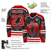 Laden Sie das Bild in den Galerie-Viewer, Uksn Individuelles Schwarz Rot Grau-Weiß 3D-Muster Cyber-Mecha E-Sport Eishockey-Trikot
