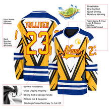 Laden Sie das Bild in den Galerie-Viewer, Uksn Individuelles Schwarz Gelb Royalblau-Rot 3D-Muster Cyber-Mecha E-Sport Eishockey-Trikot
