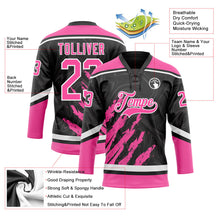 Laden Sie das Bild in den Galerie-Viewer, Uksn Individuelles Schwarz Pink-Weiß 3D-Splash-Art Eishockey-Trikot mit Schnürkragen
