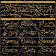 Laden Sie das Bild in den Galerie-Viewer, Uksn Individuelles Schwarz Altgold-Weiß 3D-Splash-Art Eishockey-Trikot mit Schnürkragen
