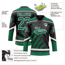 Laden Sie das Bild in den Galerie-Viewer, Uksn Individuelles Schwarz Kelly-Grün-Weiß 3D-Splash-Art Eishockey-Trikot mit Schnürkragen
