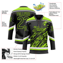 Laden Sie das Bild in den Galerie-Viewer, Uksn Individuelles Schwarz Neongrün-Weiß 3D-Splash-Art Eishockey-Trikot mit Schnürkragen
