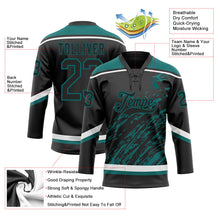 Laden Sie das Bild in den Galerie-Viewer, Uksn Individuelles Schwarz Petrol-Weiß 3D-Splash-Art Eishockey-Trikot mit Schnürkragen
