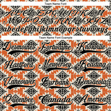 Laden Sie das Bild in den Galerie-Viewer, Uksn Individuelles Schwarz Orange-Creme 3D-Muster Indianerstämme der Ureinwohner Nordamerikas Eishockey-Trikot mit Schnürkragen
