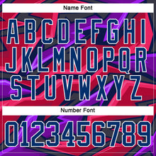 Laden Sie das Bild in den Galerie-Viewer, Uksn Individuelles Schwarz US Marineblau Violett Pink-Weiß 3D-Muster Cyber-Mecha E-Sport Eishockey-Trikot

