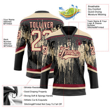 Laden Sie das Bild in den Galerie-Viewer, Uksn Individuelles Schwarz City-Creme Karmesinrot-Stahlgrau 3D-Muster tropfende Farbkleckse Eishockey-Trikot mit Schnürkragen
