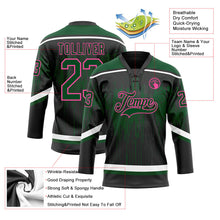 Laden Sie das Bild in den Galerie-Viewer, Uksn Individuelles Schwarz Grün Pink Stahlgrau-Weiß 3D-Muster tropfende Farbkleckse Eishockey-Trikot mit Schnürkragen
