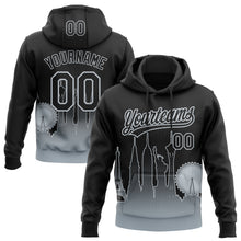 Laden Sie das Bild in den Galerie-Viewer, Uksn Individuelles Bestickt Schwarz Silber 3D Farbverlauf Mode Las Vegas City Edition Sport Pullover Sweatshirt Hoodie
