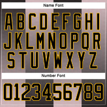 Laden Sie das Bild in den Galerie-Viewer, Uksn Individuelles Schwarz Pink Gold-Weiß 3D-Muster Design-Streifen Verlauf Eishockey-Trikot mit Schnürkragen
