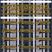Laden Sie das Bild in den Galerie-Viewer, Uksn Individuelles Schwarz Marineblau Rot Gold-Weiß 3D-Muster Design-Streifen Eishockey-Trikot mit Schnürkragen
