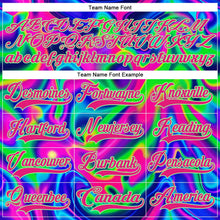 Laden Sie das Bild in den Galerie-Viewer, Uksn Individuelles Schwarz Hot Pink-Erbsengrün 3D-Muster trippy-psychedelischer Neon-Trendy holografischer Vaporwave-Stil Eishockey-Trikot mit Schnürkragen
