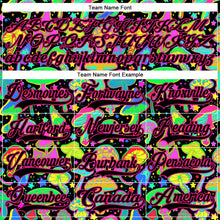 Laden Sie das Bild in den Galerie-Viewer, Uksn Individuelles Schwarz Hot Pink 3D-Muster trippy-psychedelische Magic Mushrooms Eishockey-Trikot mit Schnürkragen
