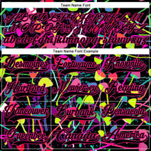 Laden Sie das Bild in den Galerie-Viewer, Uksn Individuelles Schwarz Hot Pink 3D-Muster trippy-psychedelische Magic Mushrooms Eishockey-Trikot mit Schnürkragen

