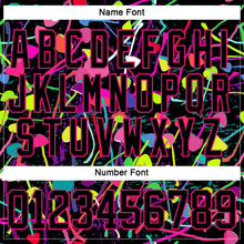 Laden Sie das Bild in den Galerie-Viewer, Uksn Individuelles Schwarz Hot Pink 3D-Muster trippy-psychedelische Magic Mushrooms Eishockey-Trikot mit Schnürkragen
