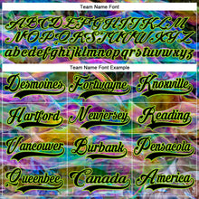 Laden Sie das Bild in den Galerie-Viewer, Uksn Individuelles Schwarz Neongrün 3D-Muster trippy-psychedelischer Trendy holografischer Vaporwave-Stil Eishockey-Trikot mit Schnürkragen
