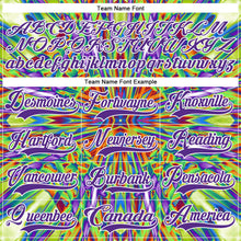 Laden Sie das Bild in den Galerie-Viewer, Uksn Individuelles Schwarz Violett Grün Orange-Weiß 3D-Muster trippy-psychedelisch geometrisch Eishockey-Trikot mit Schnürkragen
