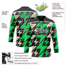 Laden Sie das Bild in den Galerie-Viewer, Uksn Individuelles Schwarz Grün Creme-Weiß 3D-Muster Blitz Eishockey-Trikot mit Schnürkragen
