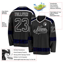 Laden Sie das Bild in den Galerie-Viewer, Uksn Individuelles Schwarz Blau-Weiß 3D-Muster Karomuster Eishockey-Trikot
