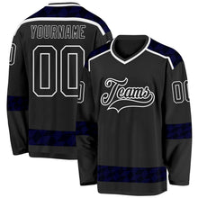 Laden Sie das Bild in den Galerie-Viewer, Uksn Individuelles Schwarz Blau-Weiß 3D-Muster Karomuster Eishockey-Trikot

