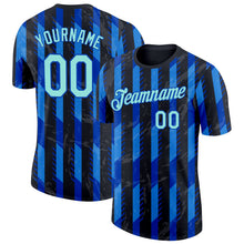 Laden Sie das Bild in den Galerie-Viewer, Uksn Individuelles Schwarz Eisblau-Gewitterblau Italien Streifen Funktions-T-Shirt
