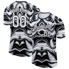 Laden Sie das Bild in den Galerie-Viewer, Uksn Individuelles Schwarz Weiß Neuseeland Silberfarn Funktions-T-Shirt
