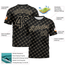 Laden Sie das Bild in den Galerie-Viewer, Uksn Individuelles Schwarz-City-Creme Rauten Kreuzschraffur Sportbekleidung Funktions-T-Shirt
