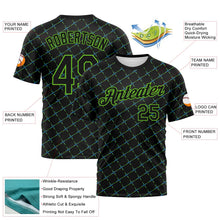 Laden Sie das Bild in den Galerie-Viewer, Uksn Individuelles Schwarz Blau-Aurora-Grün Rauten Kreuzschraffur Sportbekleidung Funktions-T-Shirt

