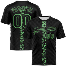 Laden Sie das Bild in den Galerie-Viewer, Uksn Individuelles Schwarz-Erbsengrün Geometrisch Tribal Sportbekleidung Funktions-T-Shirt
