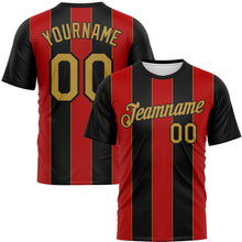 Laden Sie das Bild in den Galerie-Viewer, Uksn Individuelles Schwarz Altgold-Rot Streifen Sportbekleidung Funktions-T-Shirt
