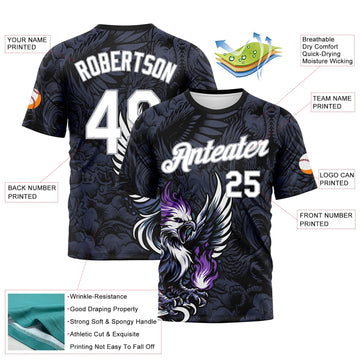 Uksn Individuelles Schwarz Weiß-Grau Tier Adler Maskottchen Funktions-T-Shirt