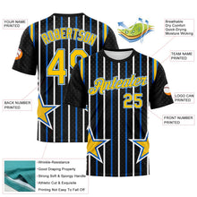 Laden Sie das Bild in den Galerie-Viewer, Uksn Individuelles Schwarz Gelb Blau-Weiß Streifen und Stern Sportbekleidung Funktions-T-Shirt
