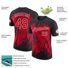 Laden Sie das Bild in den Galerie-Viewer, Uksn Individuelles Schwarz Rot-Weiß Zerrissen Scharfer Pinselstrich Spritzer Funktions-T-Shirt
