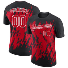 Laden Sie das Bild in den Galerie-Viewer, Uksn Individuelles Schwarz Rot-Weiß Zerrissen Scharfer Pinselstrich Spritzer Funktions-T-Shirt
