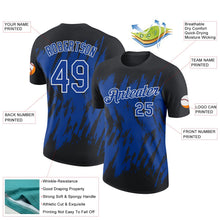 Laden Sie das Bild in den Galerie-Viewer, Uksn Individuelles Schwarz Royalblau-Weiß Zerrissen Scharfer Pinselstrich Spritzer Funktions-T-Shirt
