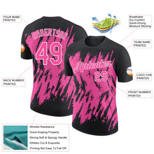 Laden Sie das Bild in den Galerie-Viewer, Uksn Individuelles Schwarz Pink-Weiß Zerrissen Scharfer Pinselstrich Spritzer Funktions-T-Shirt
