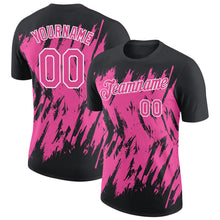 Laden Sie das Bild in den Galerie-Viewer, Uksn Individuelles Schwarz Pink-Weiß Zerrissen Scharfer Pinselstrich Spritzer Funktions-T-Shirt
