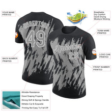 Laden Sie das Bild in den Galerie-Viewer, Uksn Individuelles Schwarz Grau-Weiß Zerrissen Scharfer Pinselstrich Spritzer Funktions-T-Shirt
